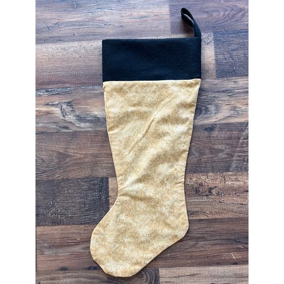 Christmas Stocking Handmade Gold with Black Trim - Picture 1 of 1